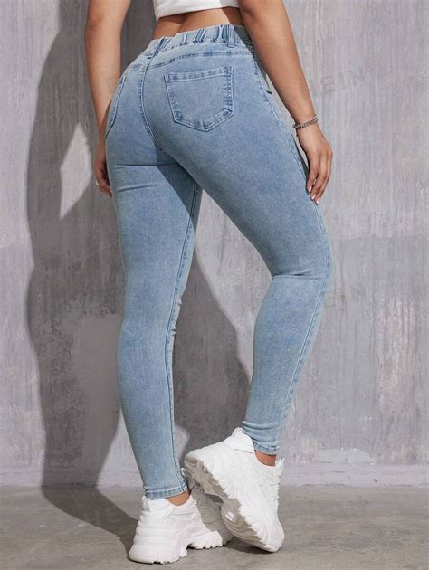 Shein Slim Fit Distressed Denim Jeans Shein Usa