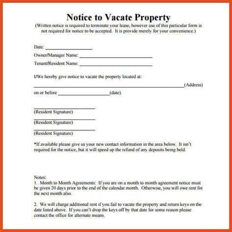 Tenant 60 Day Notice To Vacate Template