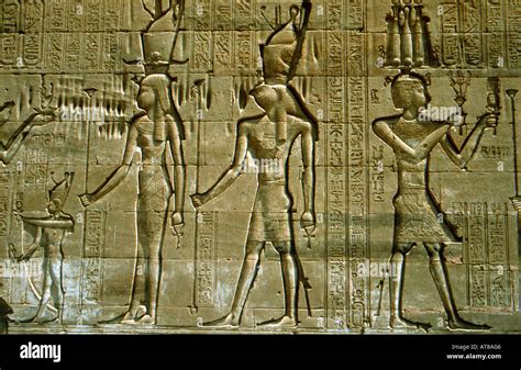 Dendera Egypt Reliefs On Hathor Temple Stock Photo - Alamy