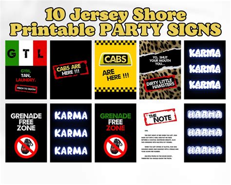 Jersey Shore Party Posters X 10 Jersey Shore Printable Party Signs