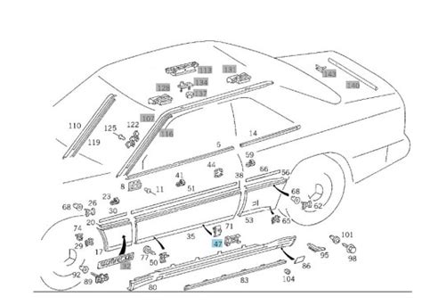 SPINKA LISTWY SZEROKIEJ DRZWI MERCEDES W124 COUPE A0019885681 Za 17 84