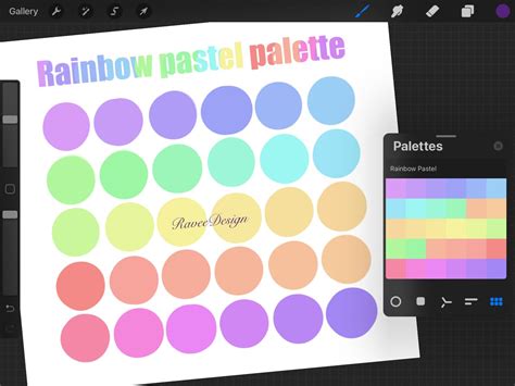 30 Rainbow Pastel Color Palette Swatch Palette For Procreate On Ipad Etsy