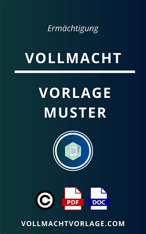 Vollmacht Erm Chtigung Vorlage Muster Pdf Word