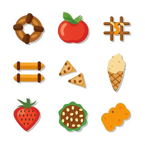 Premium Vector Delicious Food Icons In Flat Style On A White Background