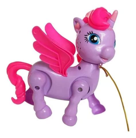 Unicornio De Brinquedo C Som Luz Musical Anda Ponei Cavalo Cor Roxo