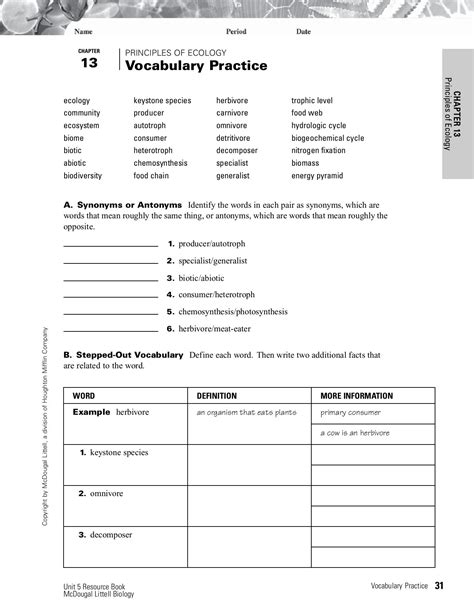 Chapter 2 Principles Of Ecology Worksheet Answers — Db