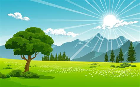 Sunrise Over Mountain Range Landscape Vector Art At Vecteezy