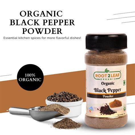 Organic Black Pepper Powder 66gm Root2leaf Organic