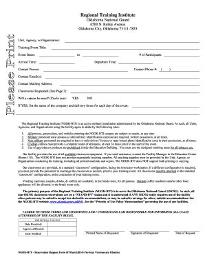 Fillable Online Ok Ngb Army OKRTI Classroom Reservation Request Form