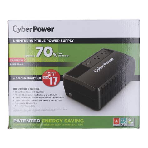 Ups เครื่องสำรองไฟฟ้า Cyber Power Bu600e 600va 360watt Black