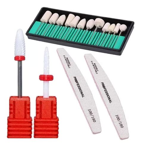 Kit Brocas Cerâmica Profissional Unhas Gel Fibra Acrigel Parcelamento