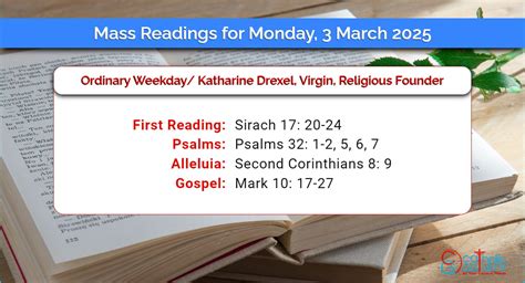 Daily Mass Readings For Monday 3 March 2025 Catholic Gallery