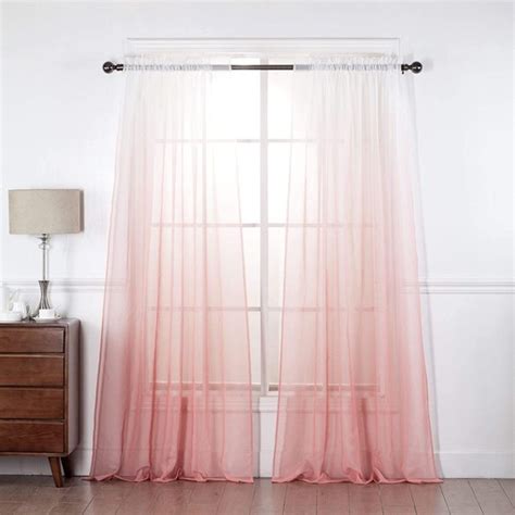 Elite Home Products 2 Piece Ombre Sheer Curtains Rod Pocket Voile Sheer Curtain Window