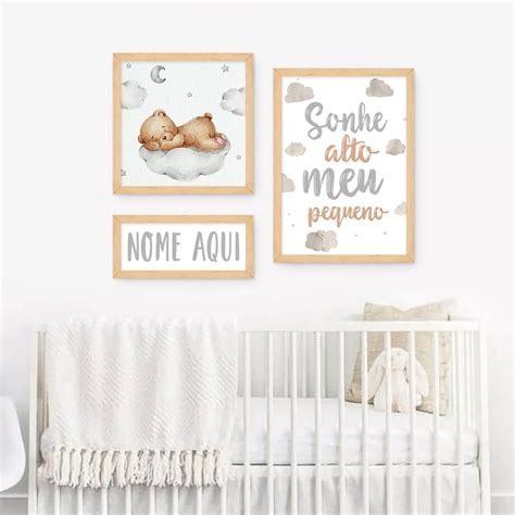 Quadros Decorativos Beb Sonhe Alto Menino Ursinho Nome Elo