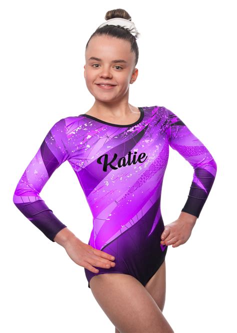 Personalised Kiki Purple Long Sleeve Girls Gymnastics Leotard