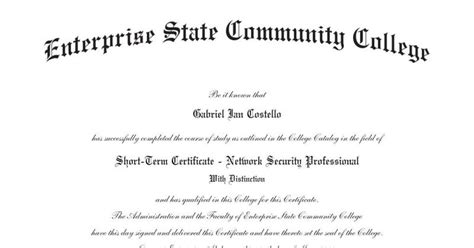 Gabriel Costello On Linkedin Just Received My Short Term Certificate