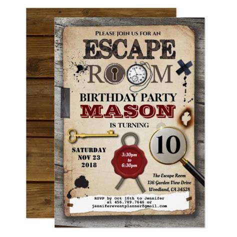 Escape Room Mystery Solving Challenge Birthday Invitation