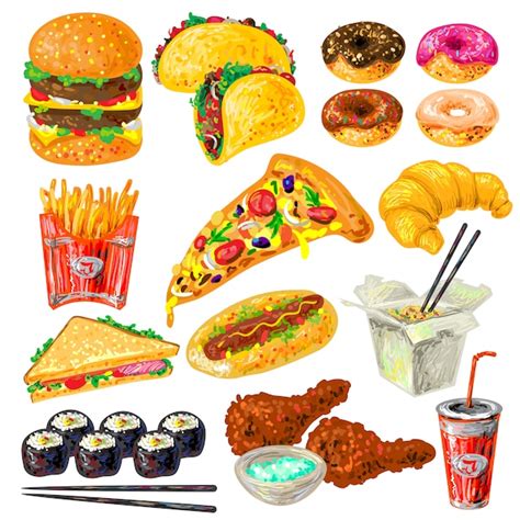 Premium Vector Fast Food Elements Set