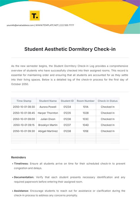 Free Check In Check Out Template Edit Online And Download