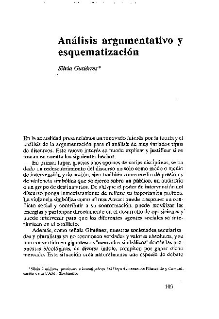 Pdf Análisis Argumentativo Y Esquematización