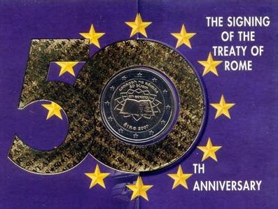 Ierland Euro Verdrag Van Rome Bu In Coincard Coins All