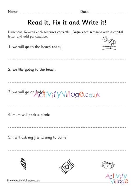 Correct The Sentence Grammar Worksheet