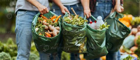 People Composting Food Scraps Or Using Reusable Grocery Bags 45633626