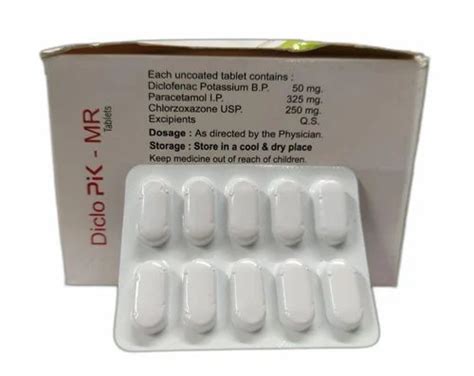 Diclopik MR Diclofenac Potassium Paracetamol Chlorzoxazone Tablets At