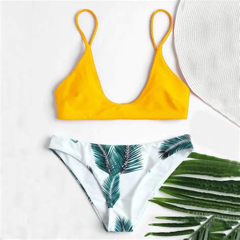 Brnmxoke Swimsuit For Women Fashion Print Sexy Bra Beach Bikini Set