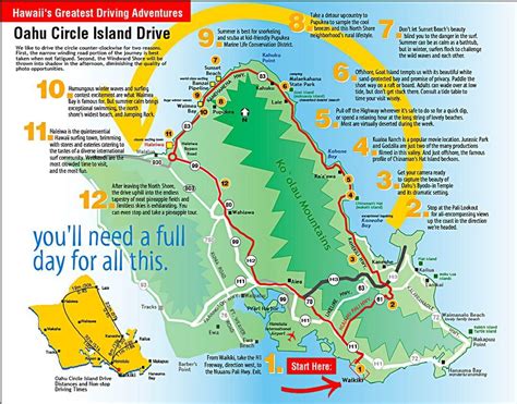 Driving Map Of Oahu Hiking In Map