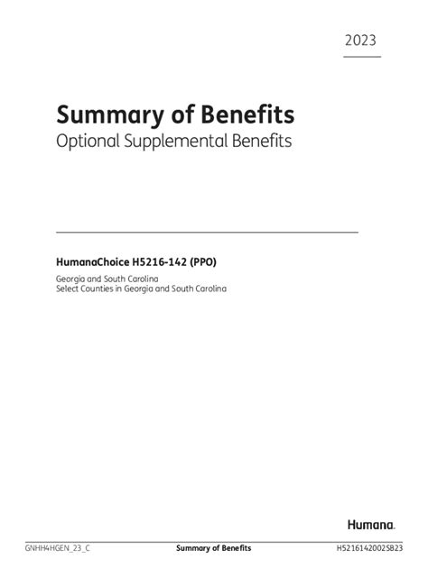 Fillable Online Your Summary Of Benefits Optional Supplemental