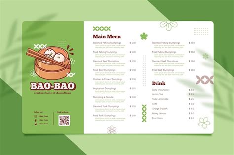 Free Vector | Bao bao restaurant menu template