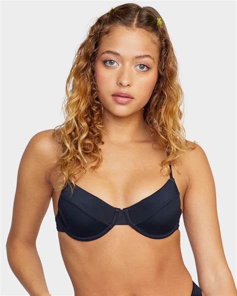 Rvca Solid Underwire Bikini Top Black Surfstitch