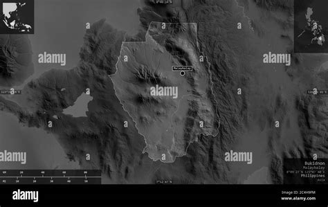 Bukidnon Province Of Philippines Grayscaled Map With Lakes And Rivers