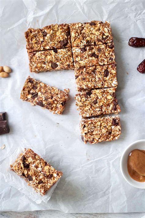 Chewy No Bake Peanut Butter Dark Chocolate Oat Bars Pick Up Limes