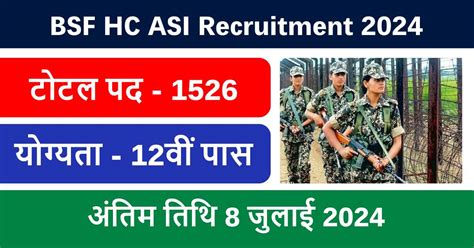 Bsf Hc Asi Recruitment 2024 बीएसएफ में निकली 1500 वैकेंसी हेड