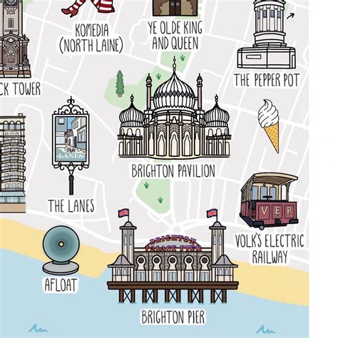 Map of Brighton Brighton Map Brighton & Hove Map Illustrated Map of ...