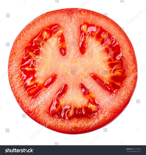 Tomato Slice Isolated On White Background Top View Stock Photo