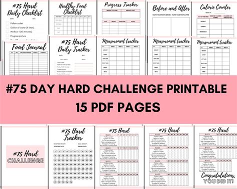 75 Hard Challenge 75 Day Challenge Printable 75 Day 75hard | Etsy