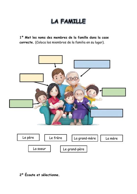 La famille free activity Ensino de francês Educação francesa Aula