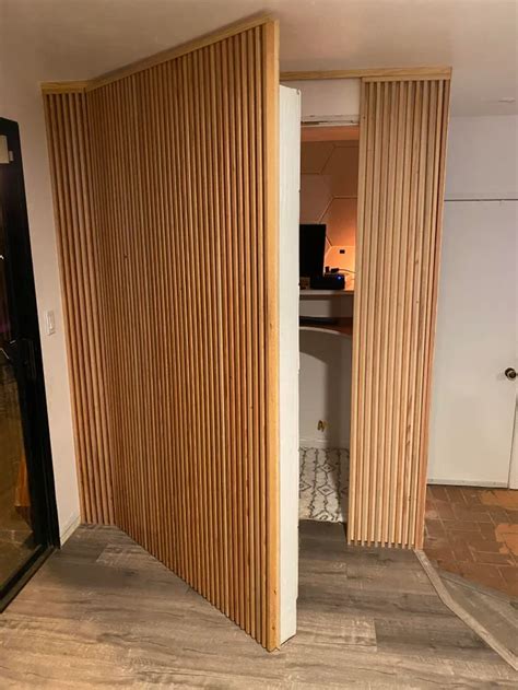 Made A “hidden” Door Slat Wall With A Custom Soundproof Door And Acoustic Panels For My Wifes