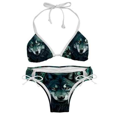 Wolf Adjustable Strap Bikini Set With Detachable Sponge Two Pack