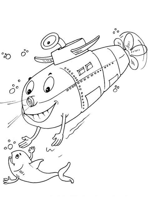 Coloriage Un Sous Marin et la vie sous marine Dessin gratuit à imprimer