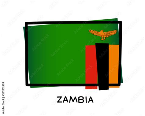 Flag Of Zambia Colorful Zambian Flag Logo Green Red Black And