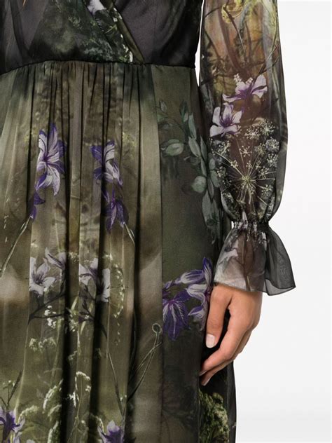 Alberta Ferretti Floral Print Silk Midi Dress Farfetch