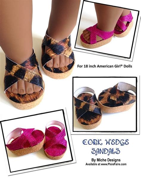 Cork Wedge Sandals 18 Doll Shoes American Girl Doll Shoes Doll