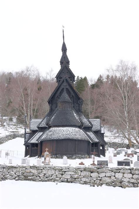 The Borgund Stave Church in Winter. Stock Photo - Image of bell, exterior: 277759788