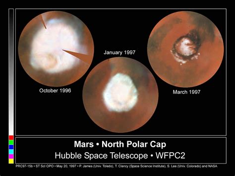 Seasonal Changes In Mars North Polar Ice Cap ESA Hubble