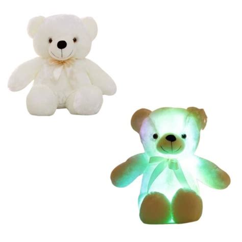 Peluche Lumineuse Ourson Blanc Pour Enfant Veilleuse Led Avec