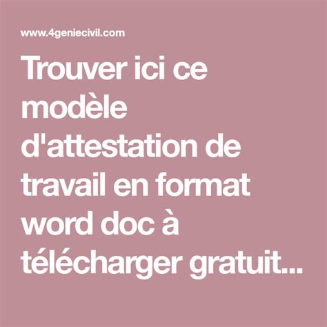 Attestation De Travail Doc Mod Le Lettre De Motivation Attestation